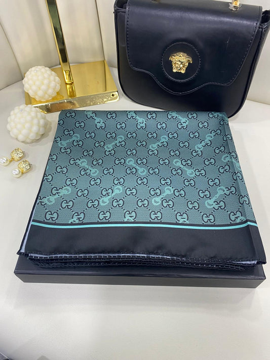 Gucci Desen Marka Eşarp - 62268 - Nane Yeşili