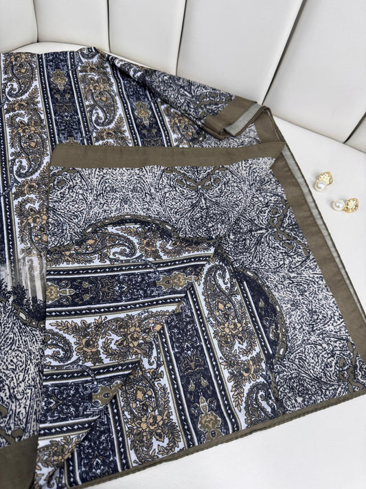 Etro Desen Pamuk İpek Şal 49733 - Camel