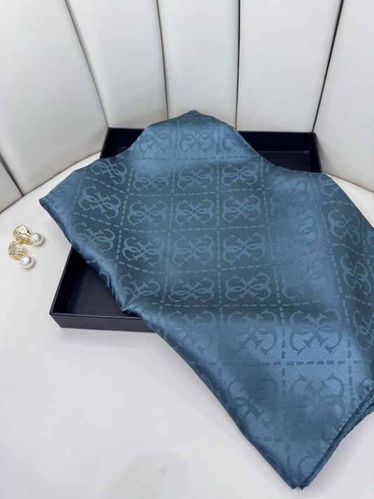 Guess Desen İpeksi Jakar Şal-75896- Buz Mavisi