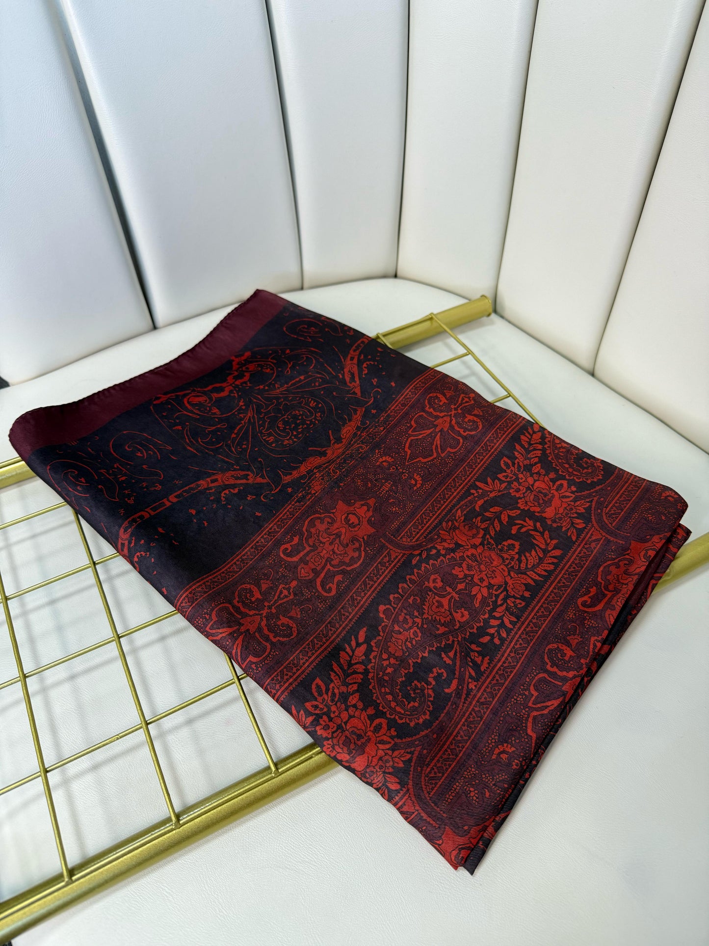 Sarmaşık Desen Pamuk İpek Şal -41200- Bordo