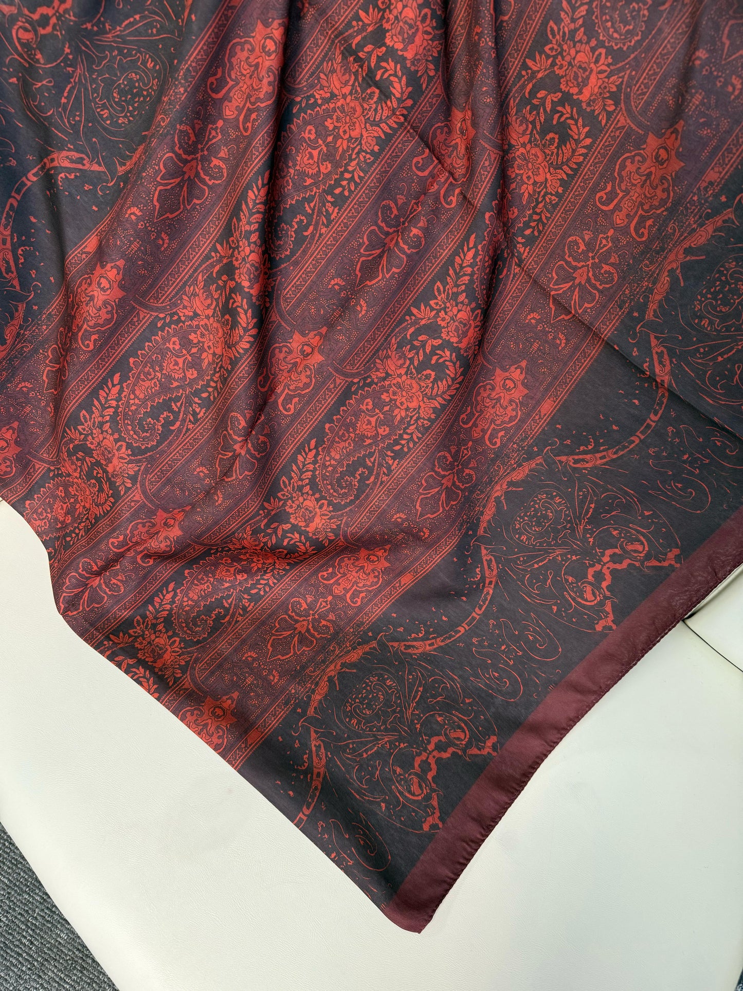 Sarmaşık Desen Pamuk İpek Şal -41200- Bordo