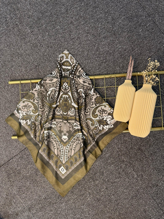 Naturel Pamuk İpek Eşarp-545658-Yeşil Harmoni
