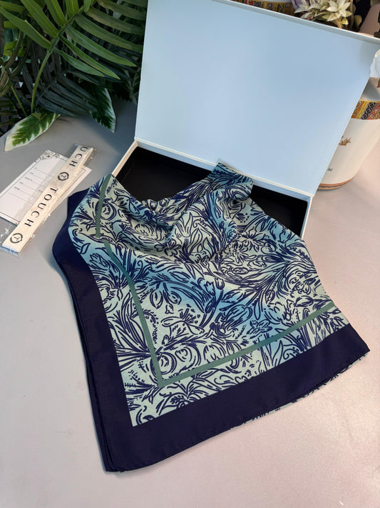 Fourty Floral Desen Pamuk İpek Şal-202343-Mint