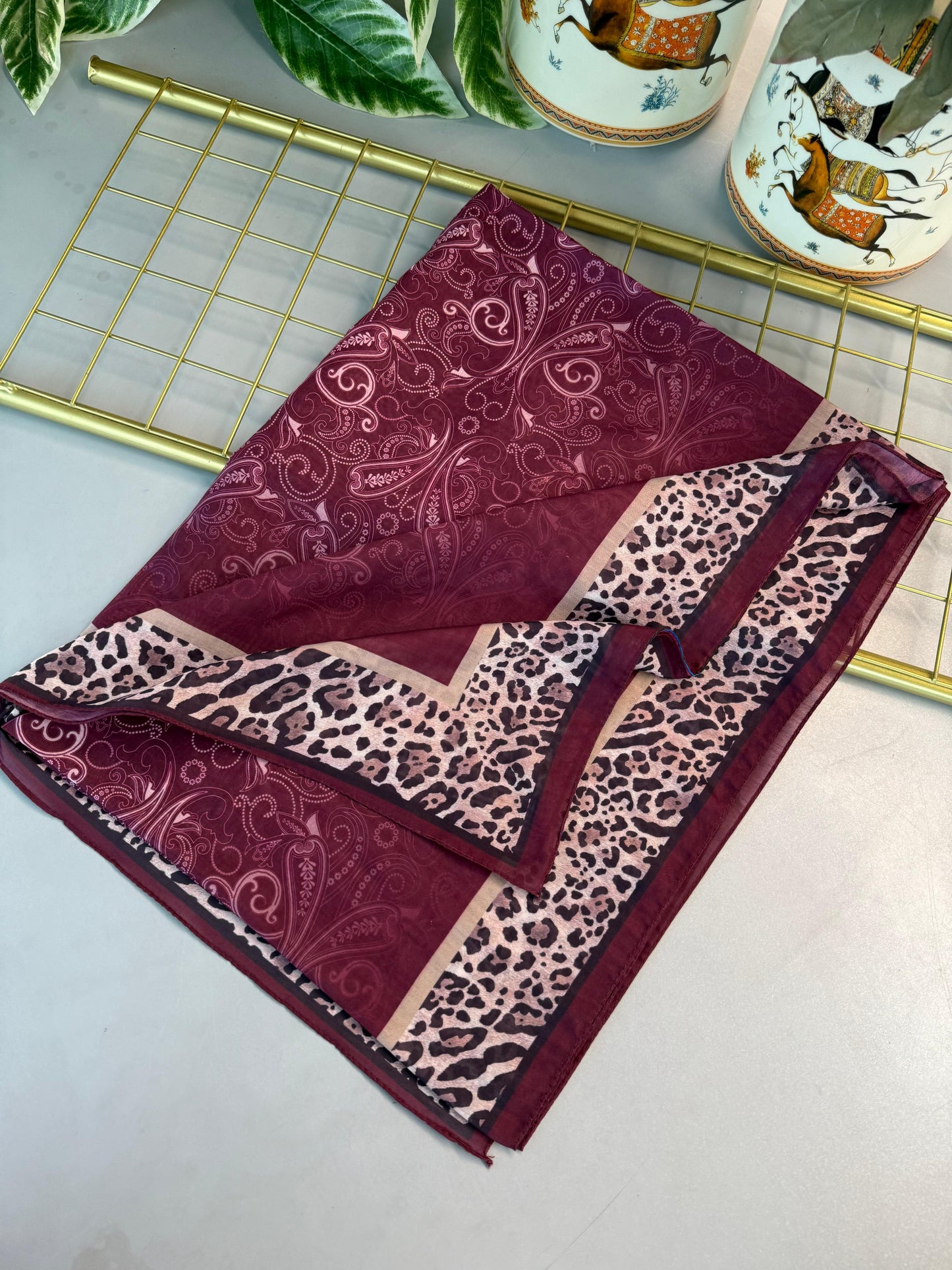 TINY LEOPAR PAMUK DESEN ŞAL-6202616-FUŞYA
