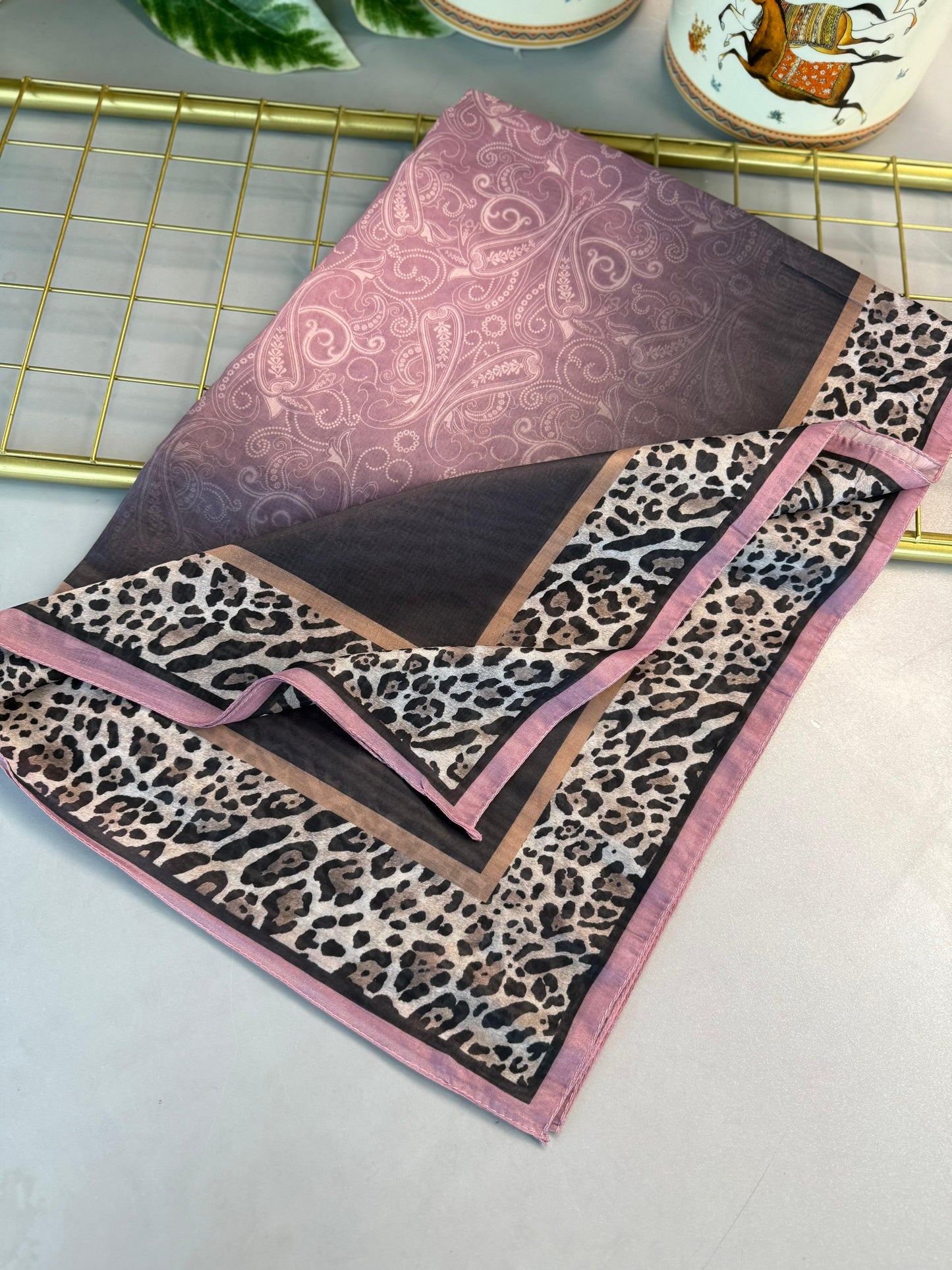 TINY LEOPAR PAMUK DESEN ŞAL-6202616-LİLA