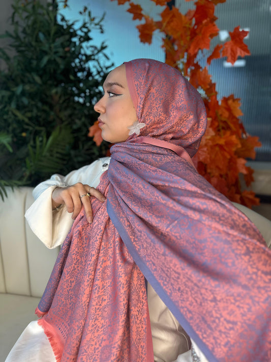 Mihri Etnik Desen Kaşmir Şal -321456-Şeker pembe