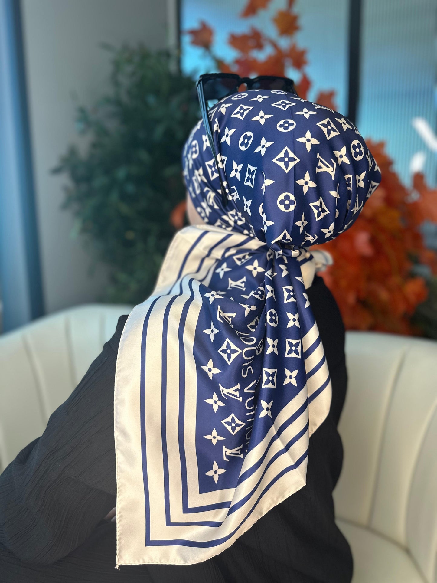 Lv Desen Vual  İpek Eşarp-6204527-Lacivert