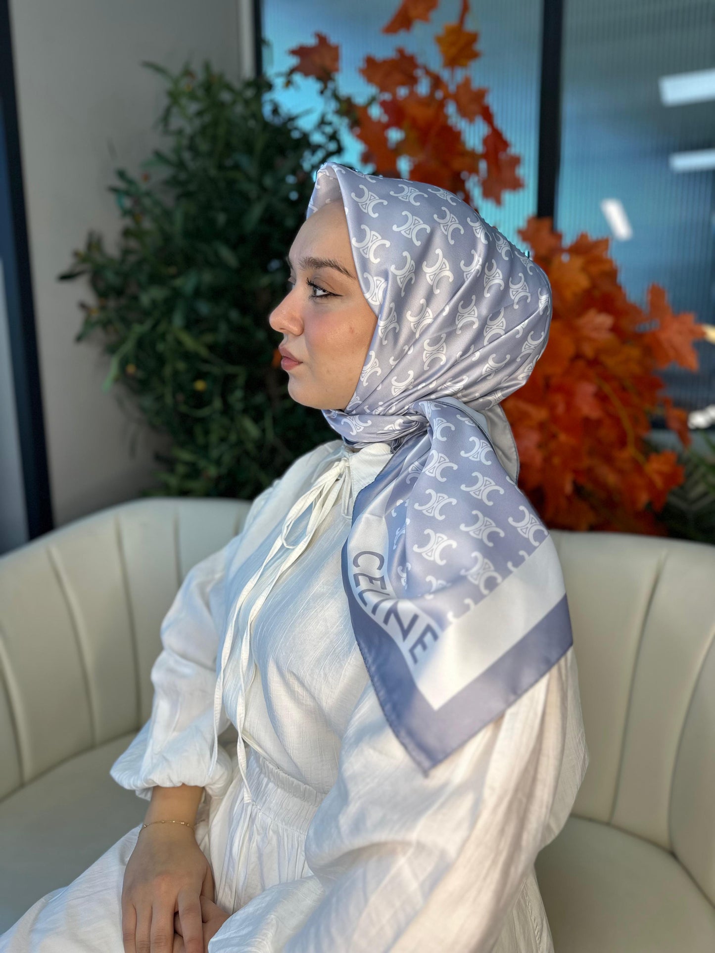 Celine  Desen Vual  İpek Eşarp-6204527-Gümüş