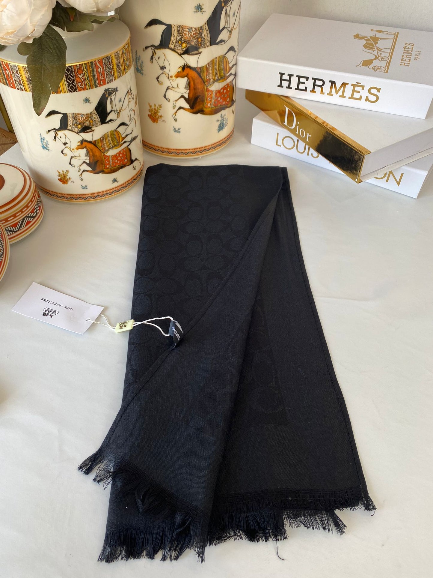 İthal Coach Pamuk Yün Şal 544381 - Siyah