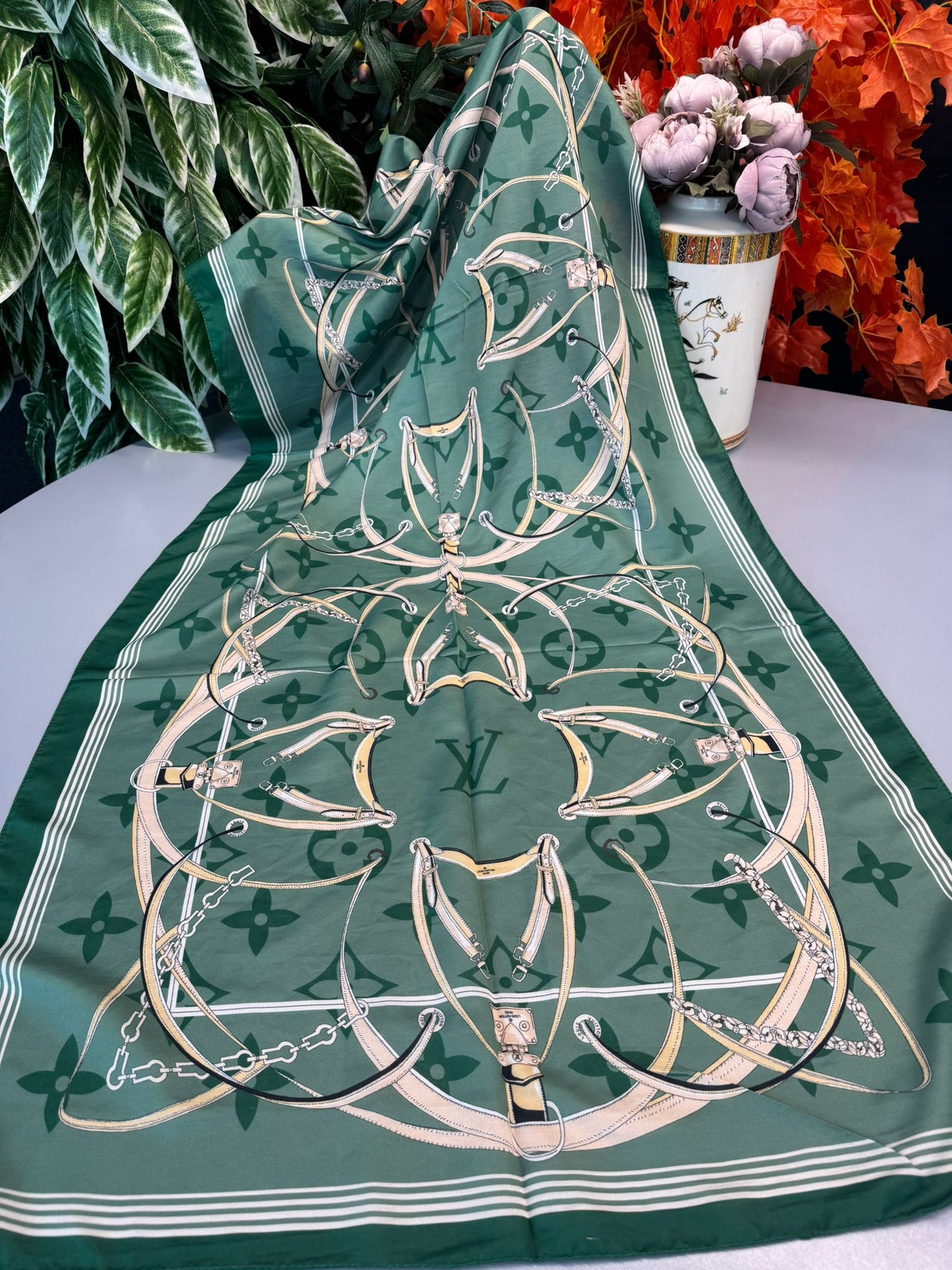 Lv Kemer Desen Pamuk Soft Şal 31230 - Zümrüt