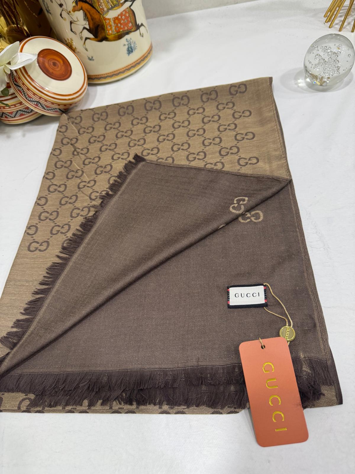 Gucci İthal Pamuk Yün İpek - Kahve Gold