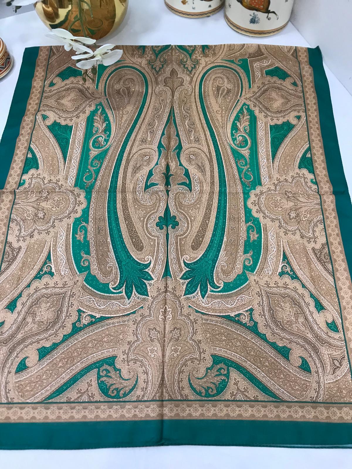 Etro Pamuk İpek Şal -987654 Zümrüt gold