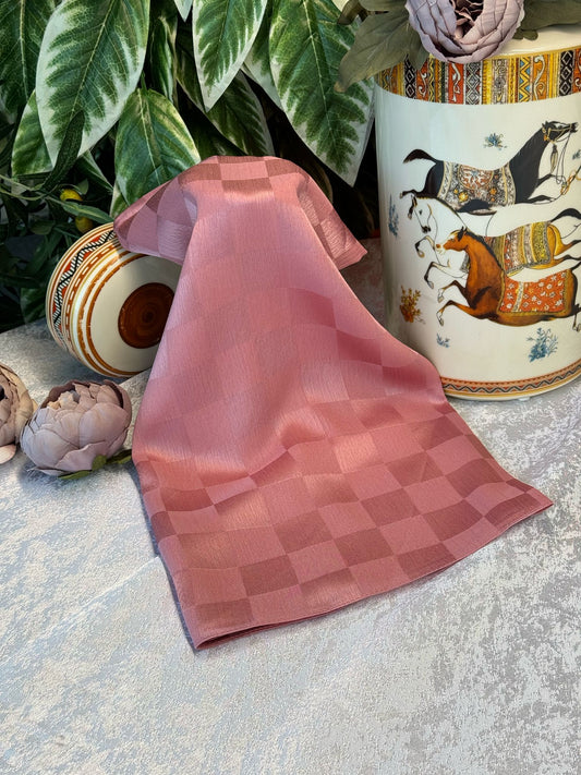 Dama Desen Jakar Şal - Koyu Pembe