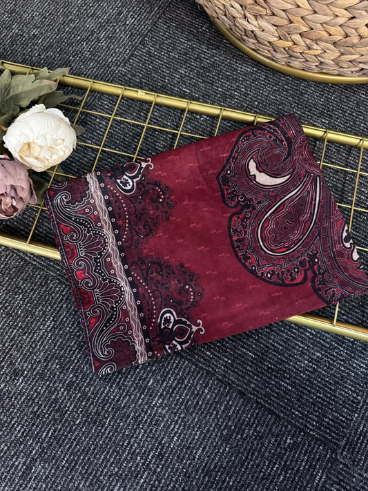 Bohem Ruh Pamuk Şal-678456- Bordo