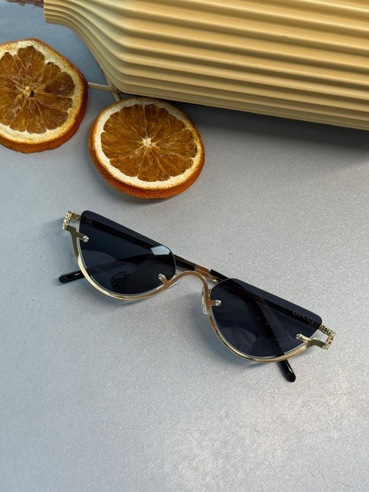Gucci Metal Çerçeve Gold Kadın Güneş Gözlüğü - Mavi Degrade