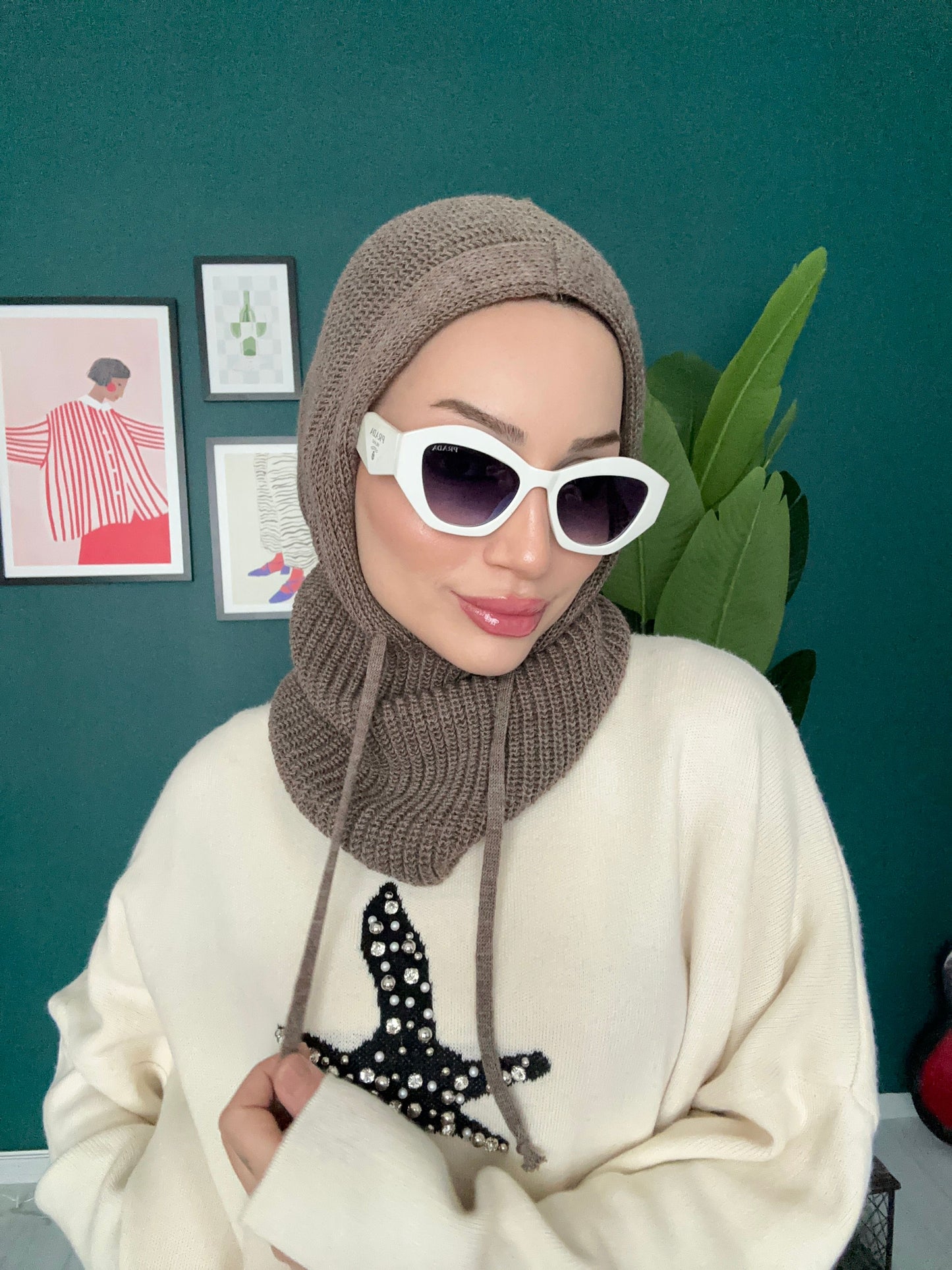 Triko Başlık Balaclava 25801 - Latte