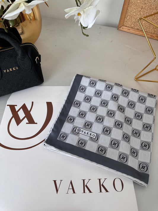 Vakko Dama Desen Twill Eşarp 614421 - Gri