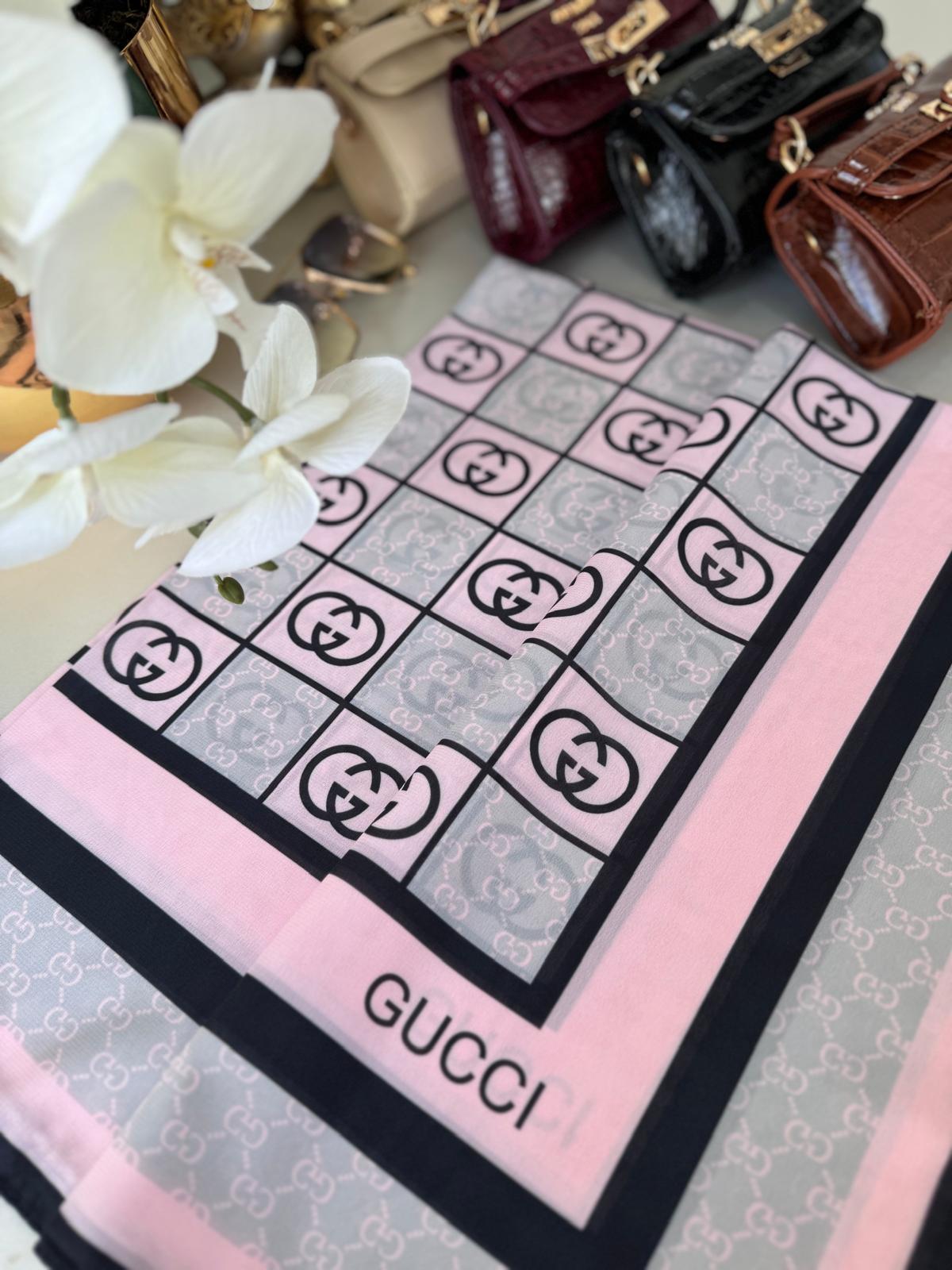 Gucci Krep İpeksi Eşarp 44125 - Toz Pembe