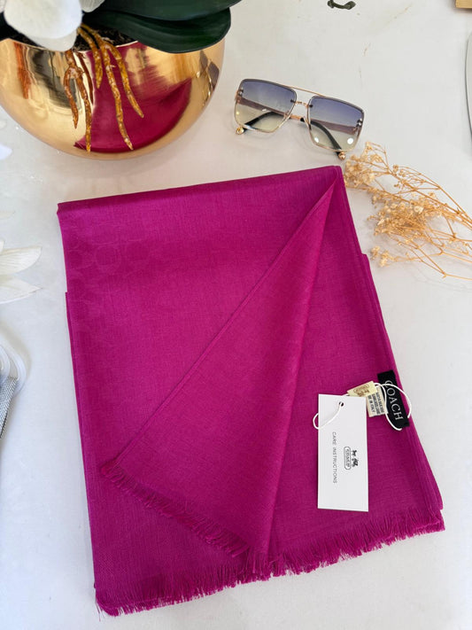 Coach Desen İthal Yün İpek Şal 614450 - Fuşya