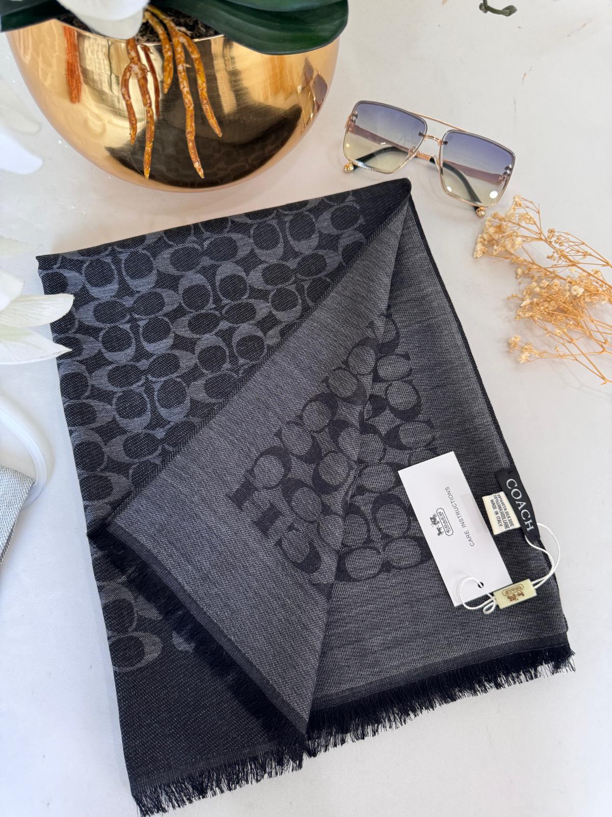 Coach Desen İthal Yün İpek Şal 614450 - Siyah
