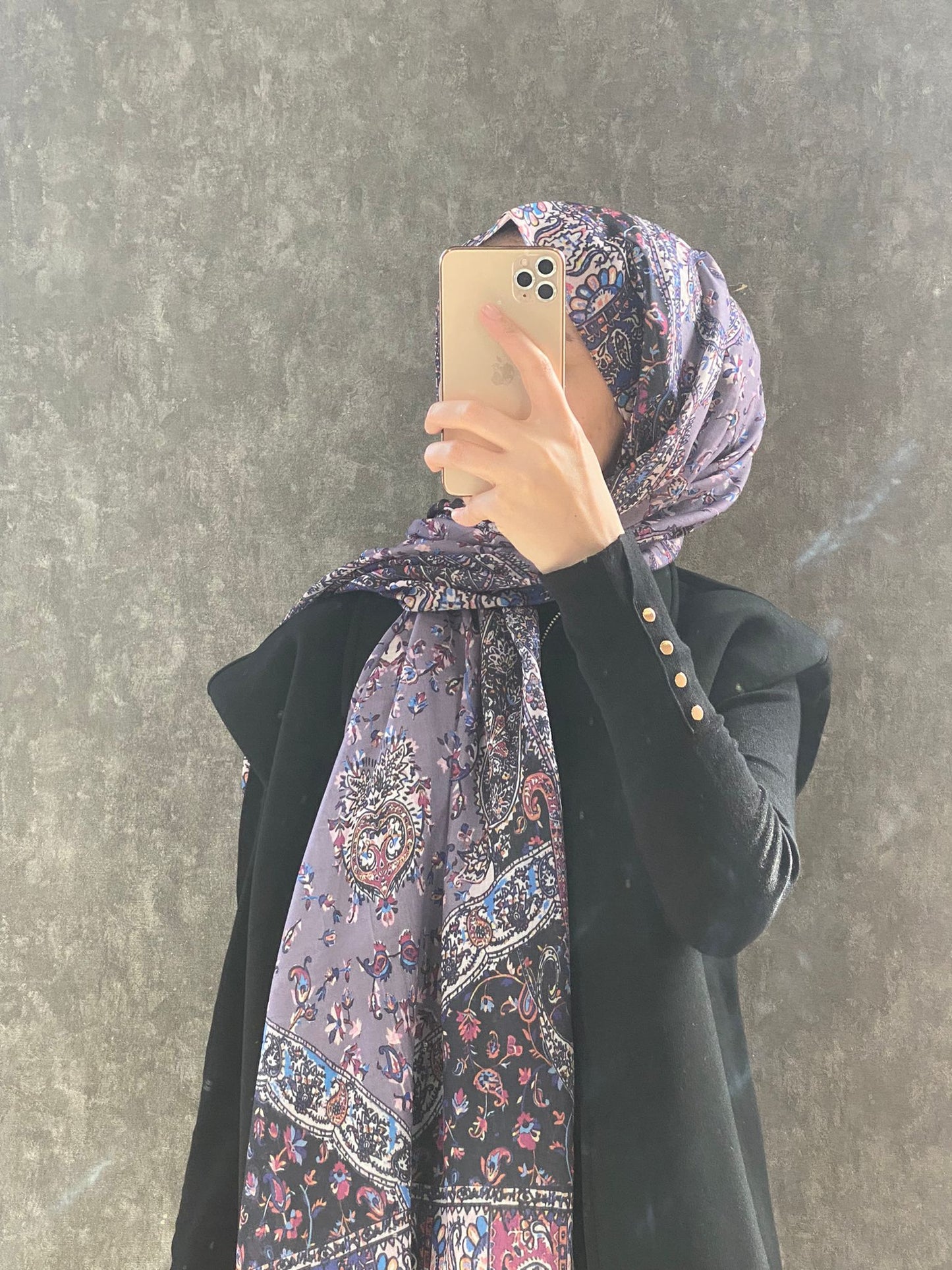 Etro Etnik Desen Pamuk Soft Şal 37631 - Soft Mor/Siyah