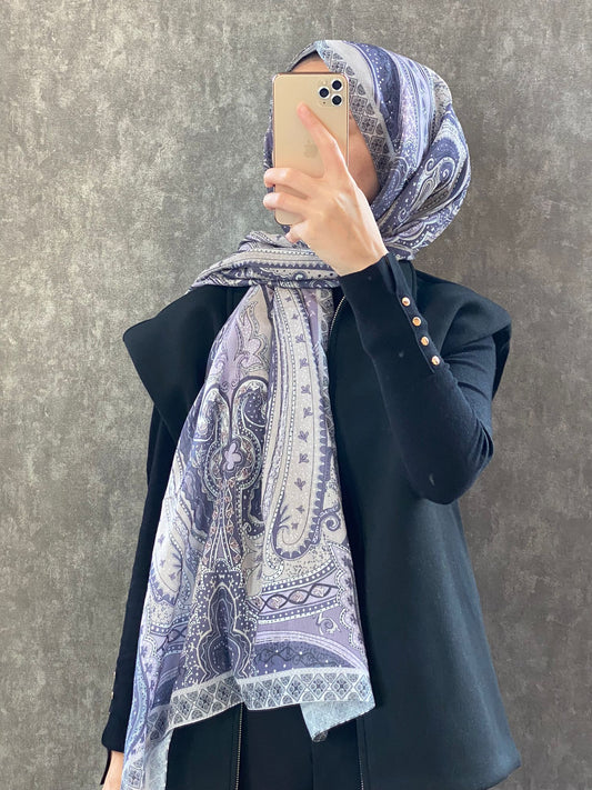 Etro Etnik Desen Pamuk Soft Şal 36631 - Lila