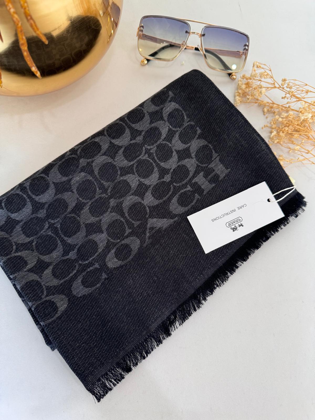 Coach Desen İthal Yün İpek Şal 614450 - Siyah