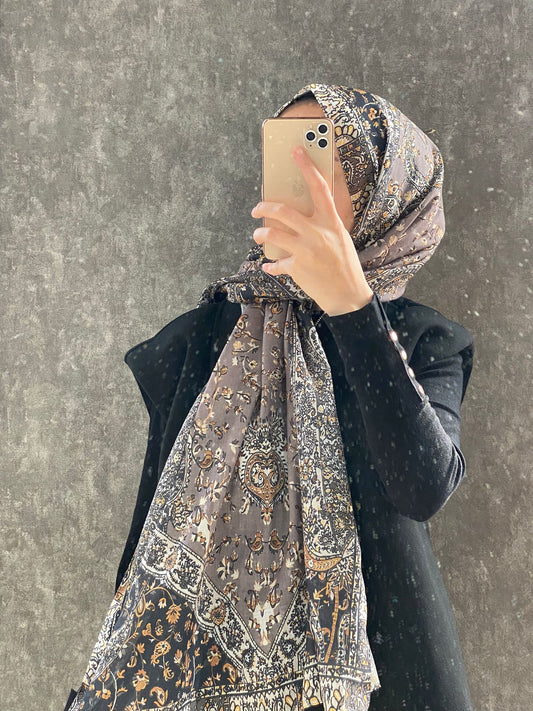 Etro Etnik Desen Pamuk Soft Şal 37631 - Bademi