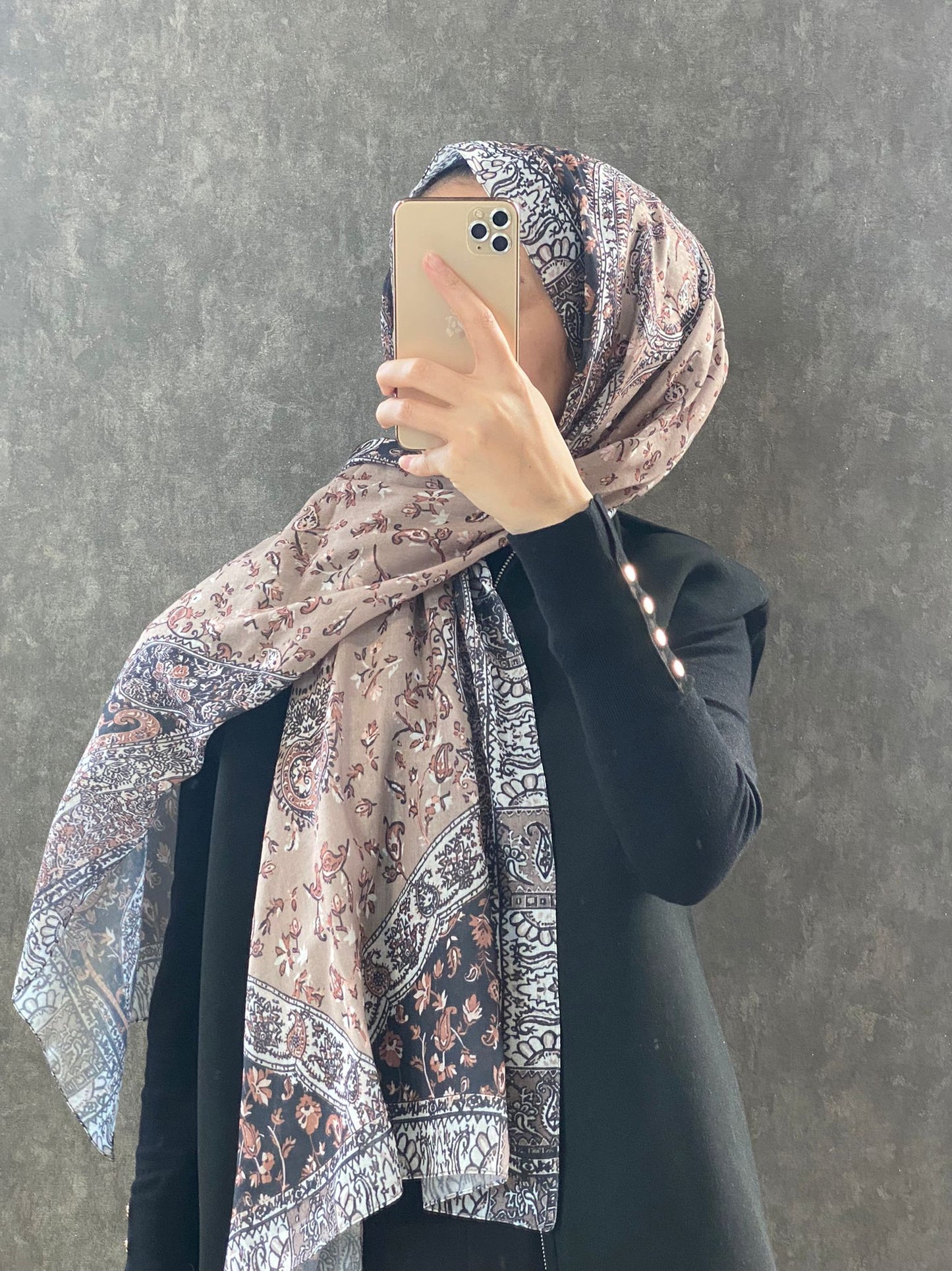 Etro Etnik Desen Pamuk Soft Şal 37631 - Sütlü Kahve