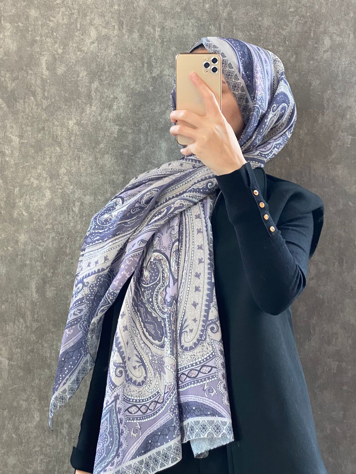 Etro Etnik Desen Pamuk Soft Şal 36631 - Lila