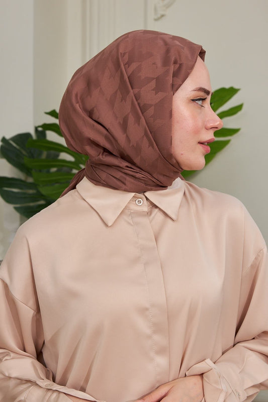 Kazayağı Desen Jakar Şal - fındık