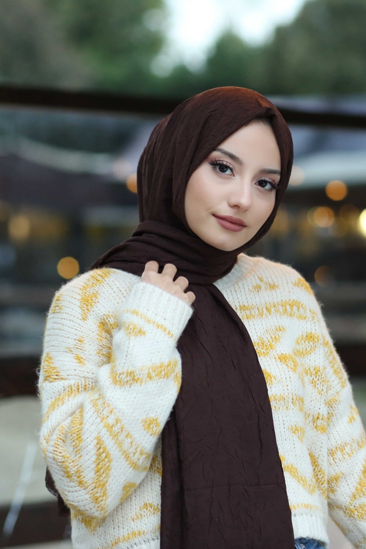 Organic Scarfs Bambu Kraş Şal Modeli - Acı Kahve