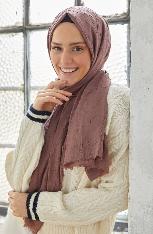 Organic Scarfs Bambu Kraş Şal Modeli - Dut Rengi