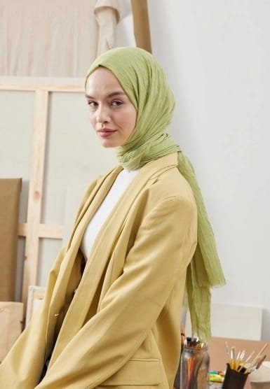 Organic Scarfs Bambu Kraş Şal Modeli - Fıstık