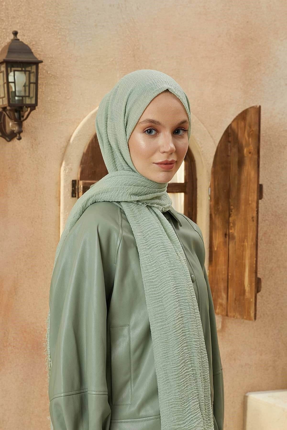 Organic Scarfs Bürümcük Şal Modeli - Soft Yeşili