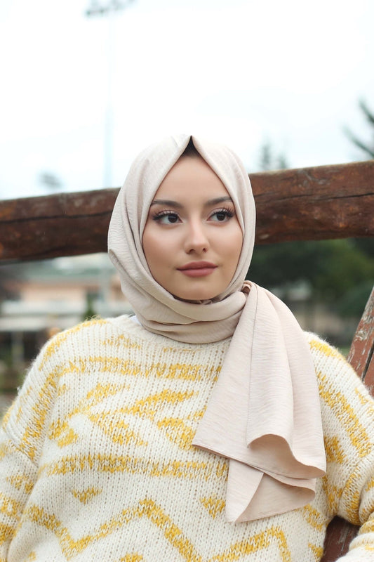 Organic Scarfs Pamuk Kraş Cazz Şal Modeli - Çakıl Taşı