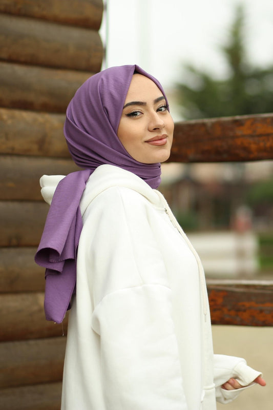 Organic Scarfs Pamuk Kraş Cazz Şal Modeli - Eflatun