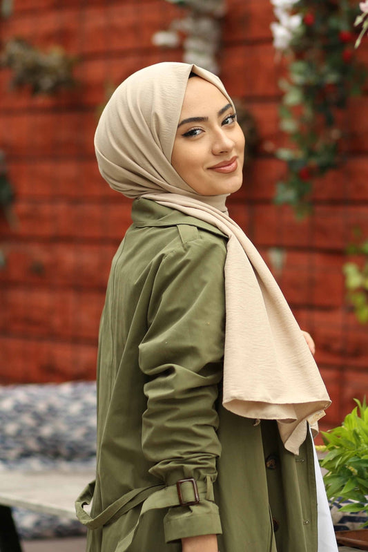 Organic Scarfs Pamuk Kraş Cazz Şal Modeli - Fil Dişi