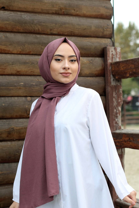 Organic Scarfs Pamuk Kraş Cazz Şal Modeli - Koyu İncir