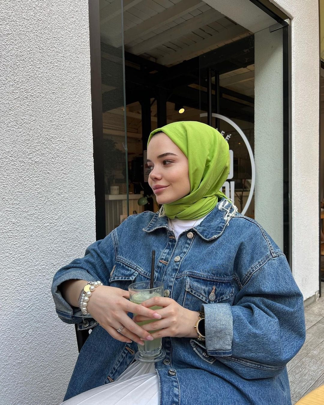 Organic Scarfs Pamuk Kraş Cazz Şal Modeli - Lime