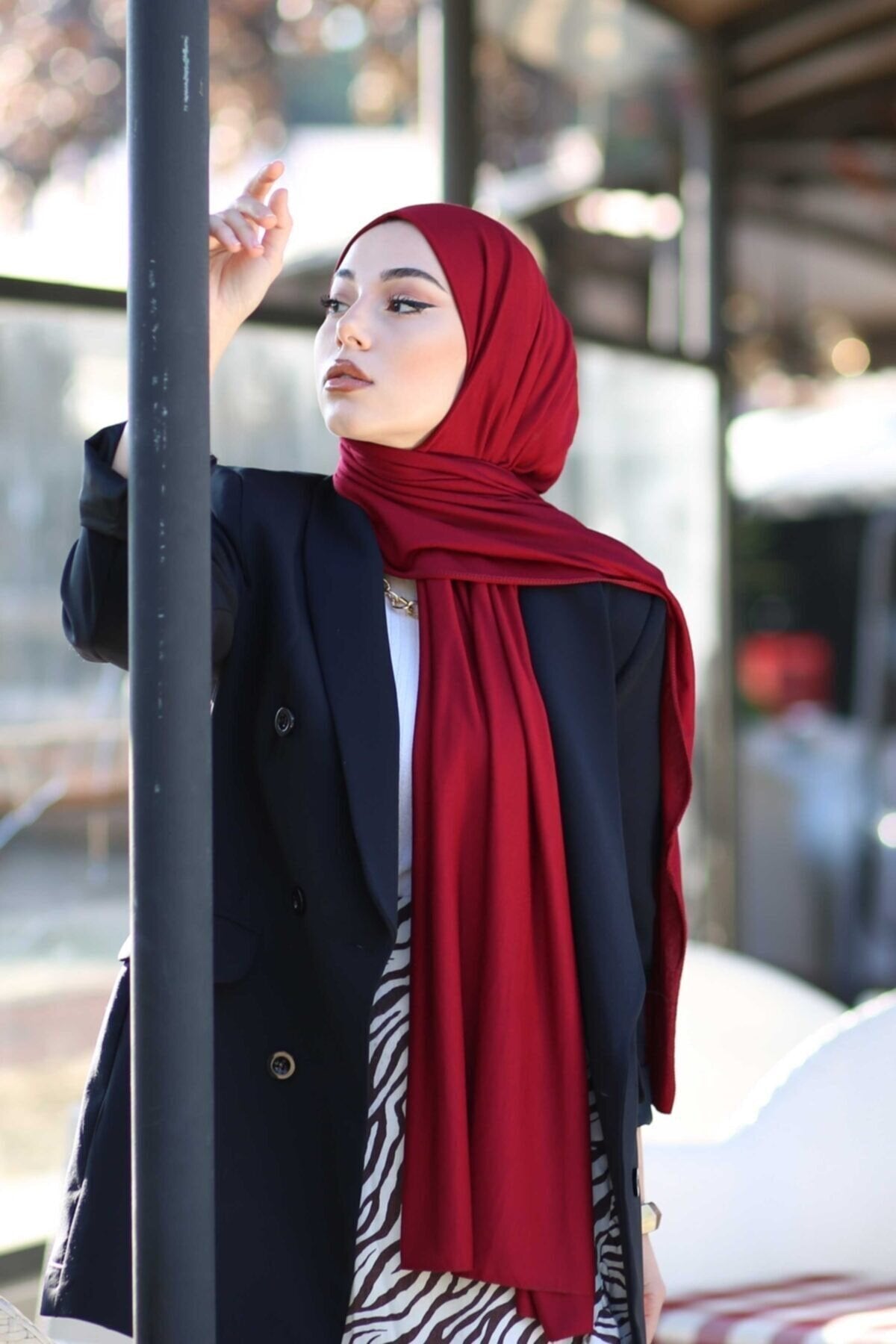 Organic Scarfs Tesettür Penye Şal Hijap Modeli - Bordo