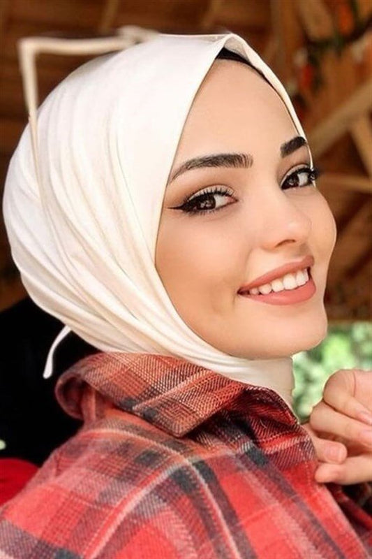 Organic Scarfs Tesettür Penye Şal Hijap Modeli - Kırık Beyaz