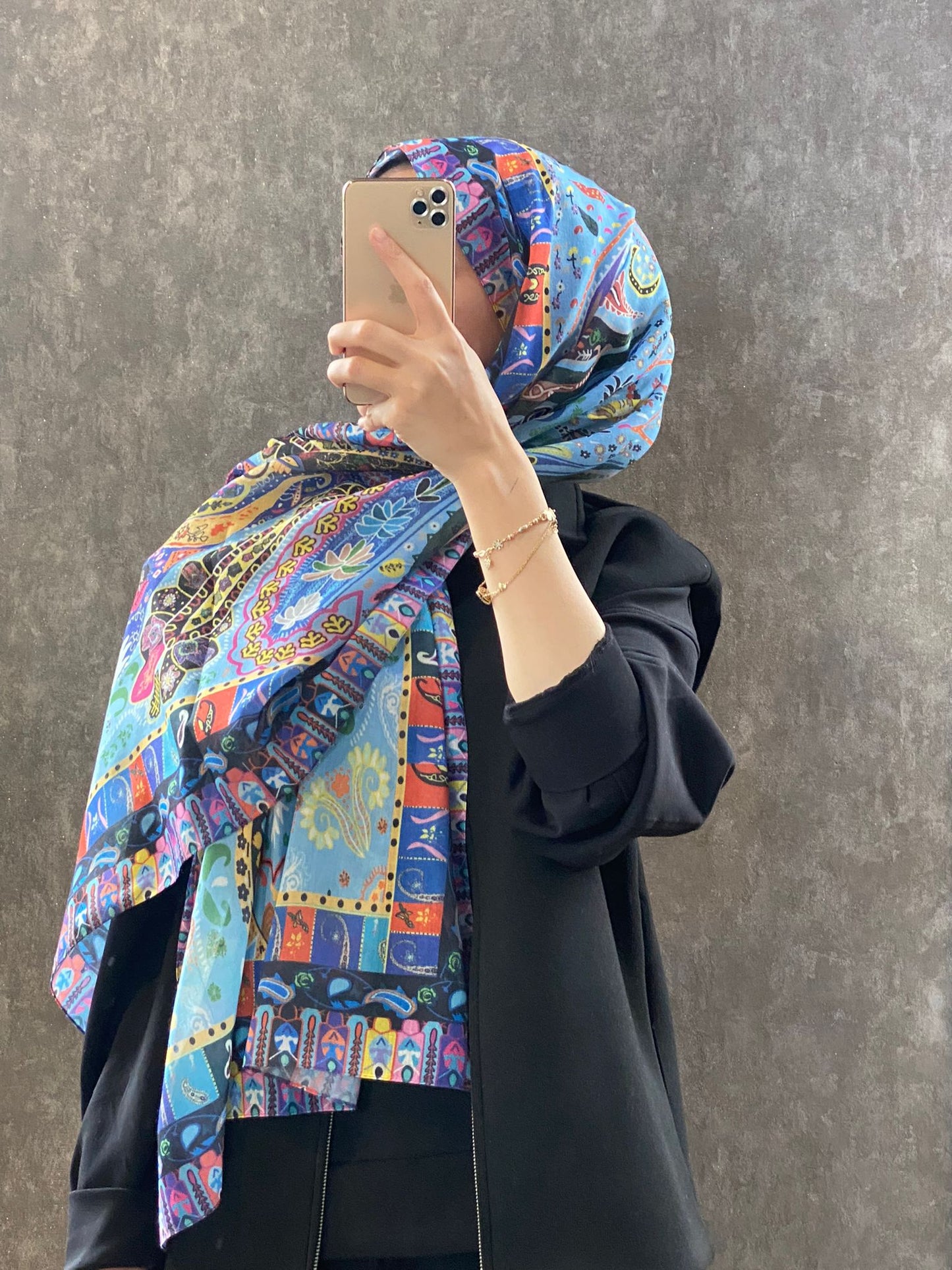 Etro Etnik Desen Pamuk Soft Şal -852085-turkuaz