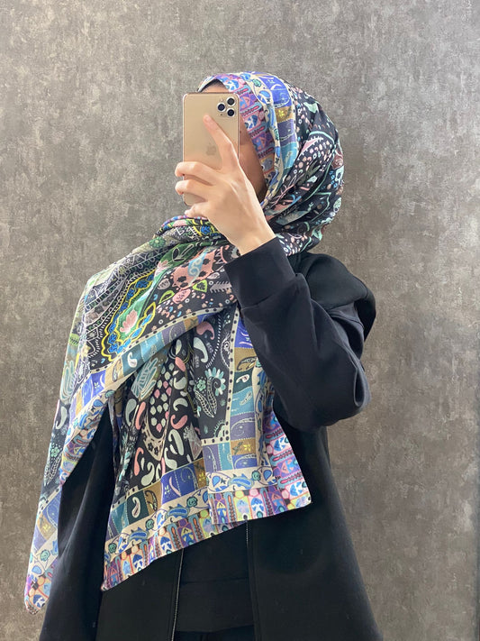 Etro Etnik Desen Pamuk Soft Şal -852085-kahve/mavi