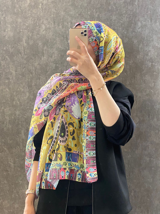 Etro Etnik Desen Pamuk Soft Şal -852085-sarı