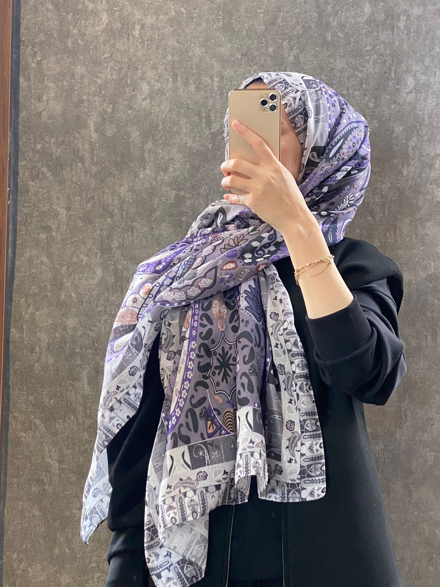 Etro Etnik Desen Pamuk Soft Şal -852085-lila/beyaz