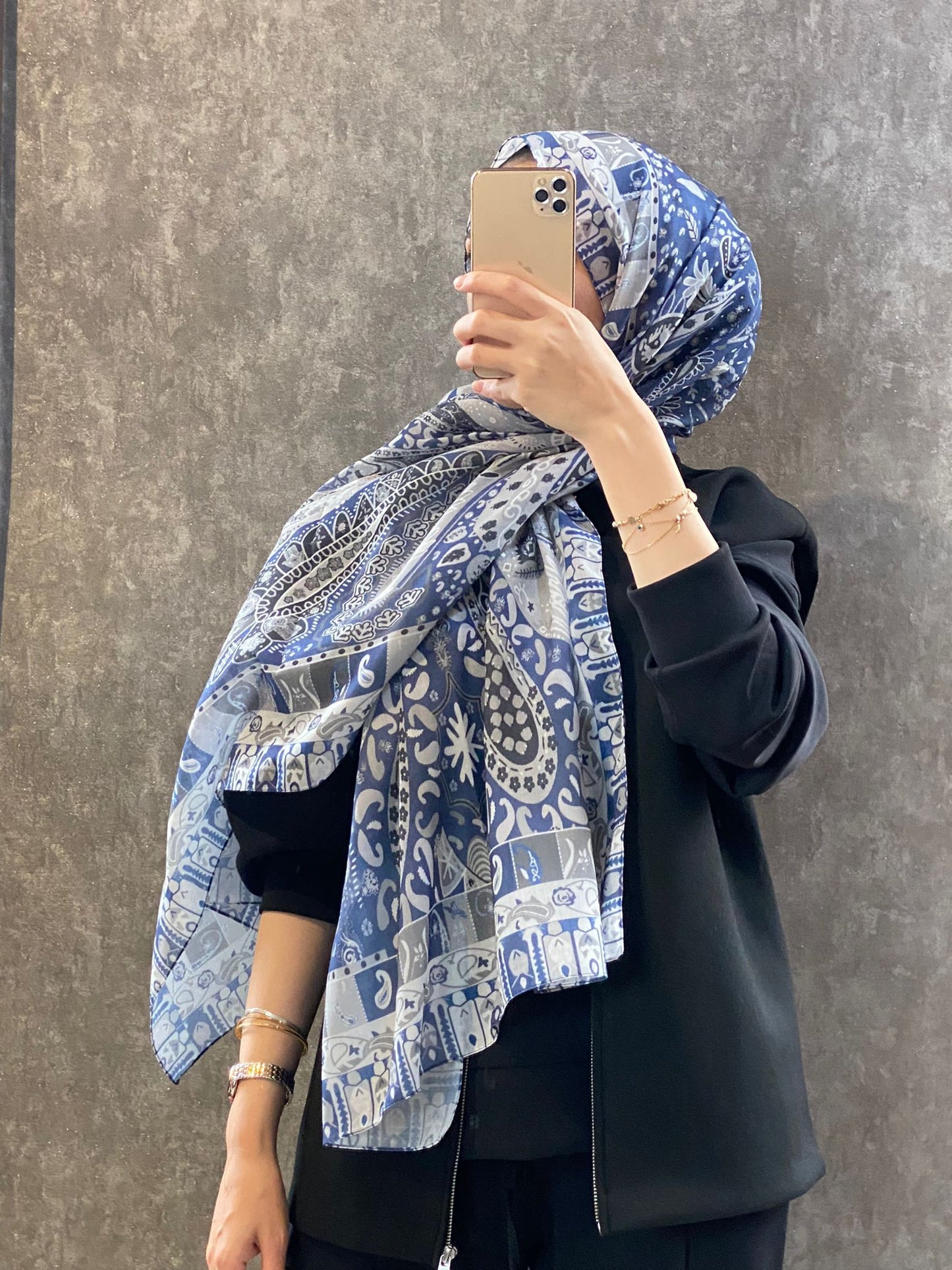 Etro Etnik Desen Pamuk Soft Şal -852085-indigo