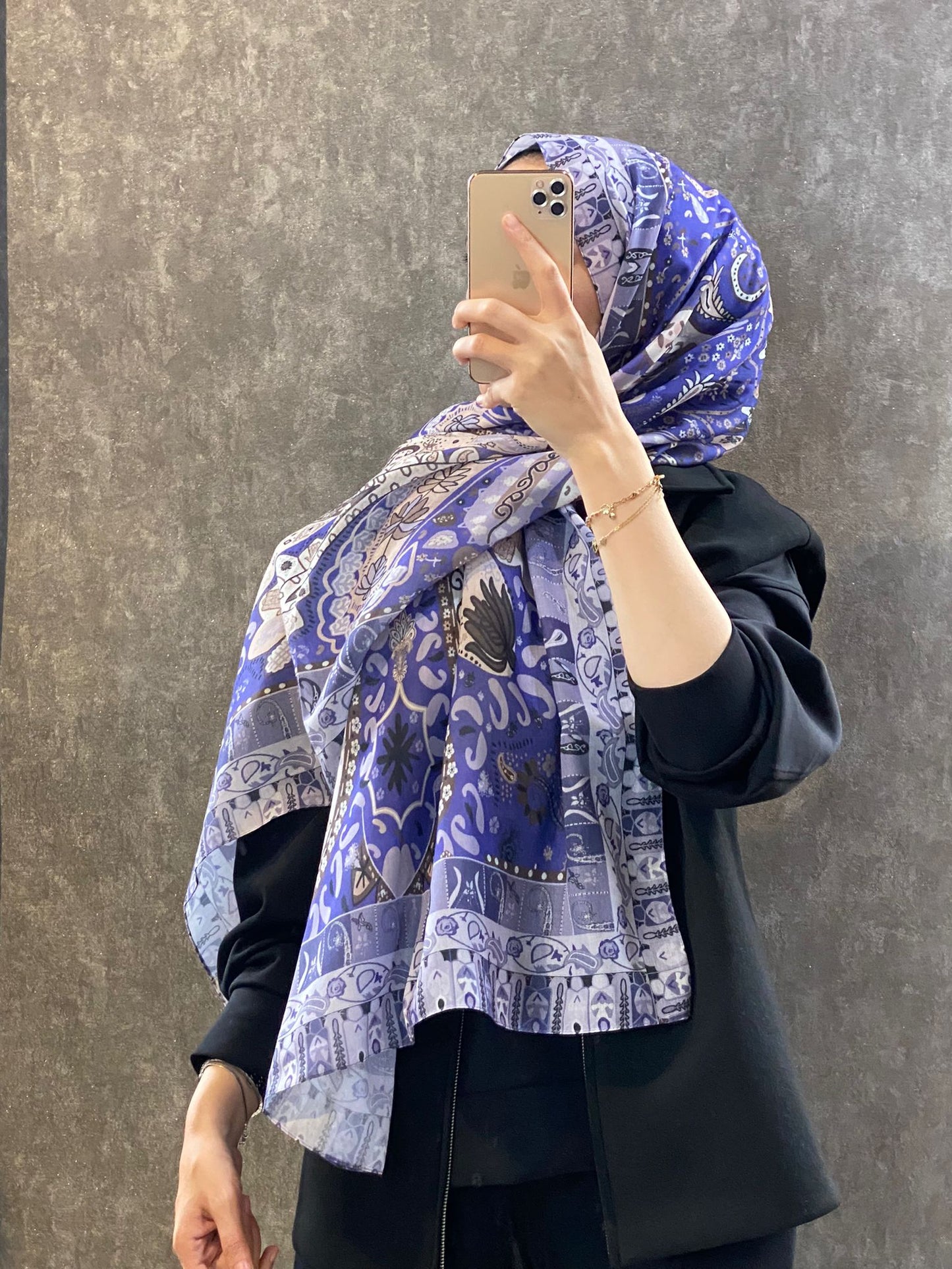 Etro Etnik Desen Pamuk Soft Şal -852085-morcivert