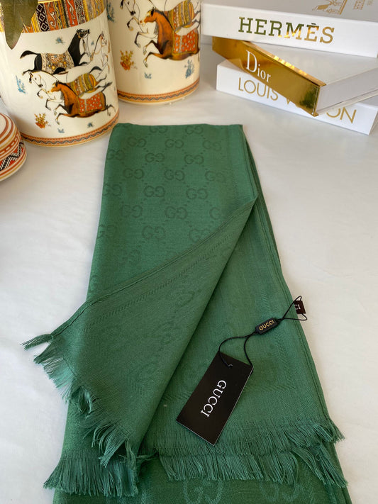 İthal Gucci Pamuk Yün Şal 544330 - Zümrüt