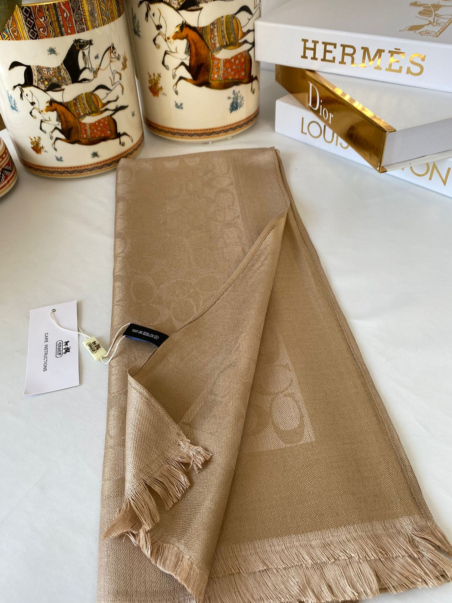 İthal Coach Pamuk Yün Şal 544381 - Cappuccıno